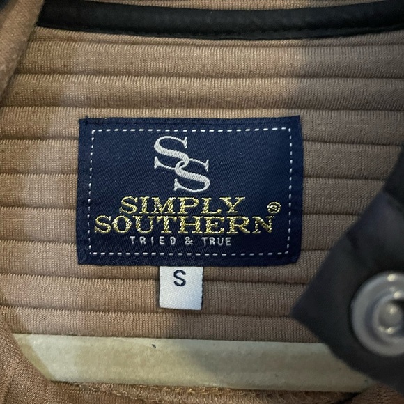 Simply Southern Light Beige Zip Up Sweater with Ribbed Texture Small - Picture 6 of 7